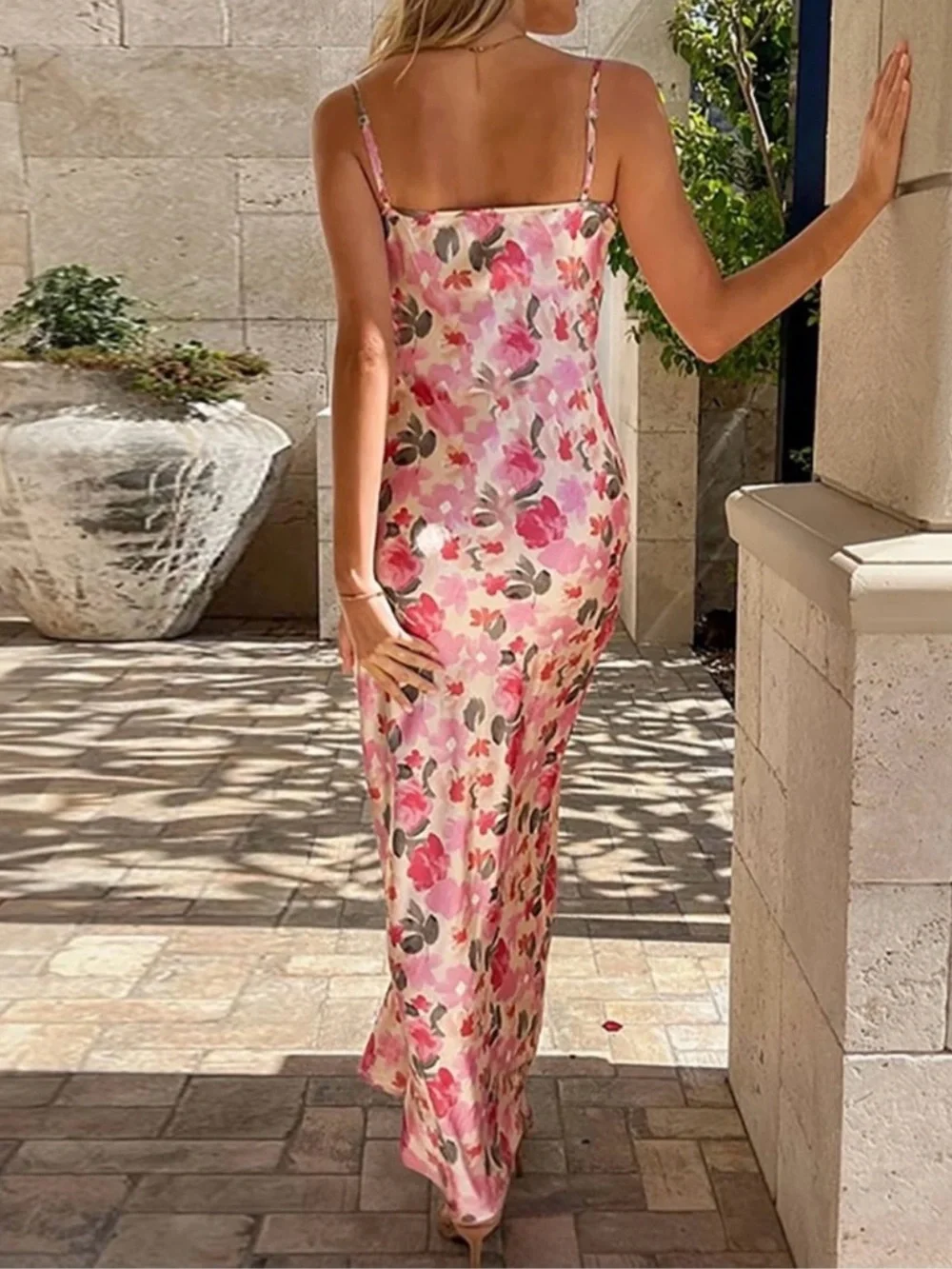 Commense Pink Floral Maxi Slip Dress Medium NWT Spring Summer